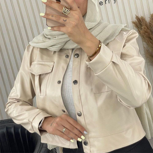 جاكيت جلد نسائي، نصف طول، موديل مارال، كود g-2389، رخيص، طهران، تصدير