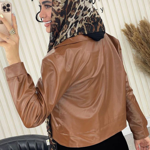 جاكيت جلد نسائي، نصف طول، موديل مارال، كود g-2389، رخيص، طهران، تصدير