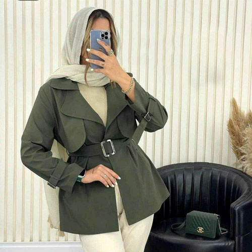 معطف واق من المطر نسائي بياقة إنجليزية، موديل إيلين، كود g-2397، رخيص، للتصدير