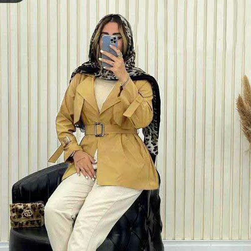 معطف واق من المطر نسائي بياقة إنجليزية، موديل إيلين، كود g-2397، رخيص، للتصدير