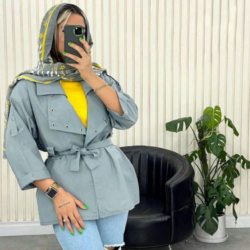 معطف نسائي، كاتي سبورت، ياقة مزدوجة، رمز G2398
