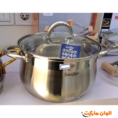 خرید قابلمه 5 لیتری سونیفر استیل مدل SF1168 تک و عمده کد Z453