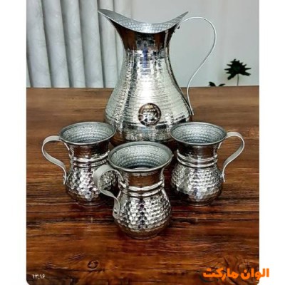 پارچ ولیوان روحی طرح استیل  کد M679 تک و عمده