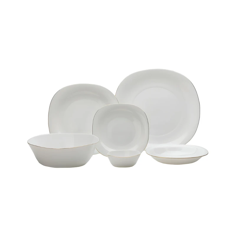 سرویس 32 پارچه آرکوپال مربع  لب طلا گلدن اوپال کد M722 تک و عمده 