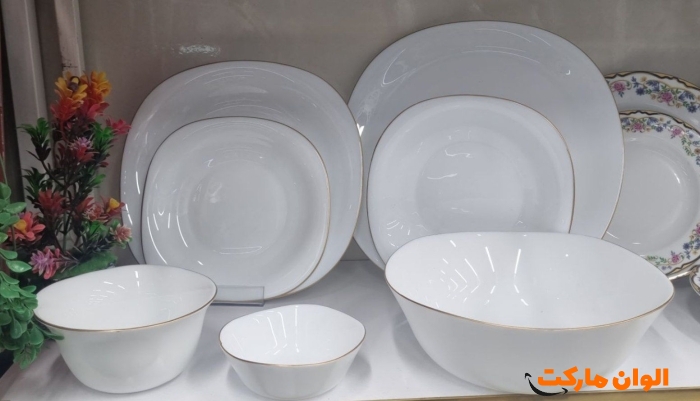 سرویس 32 پارچه آرکوپال مربع  لب طلا گلدن اوپال کد M722 تک و عمده 