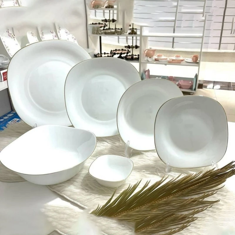 سرویس 32 پارچه آرکوپال مربع  لب طلا گلدن اوپال کد M722 تک و عمده 