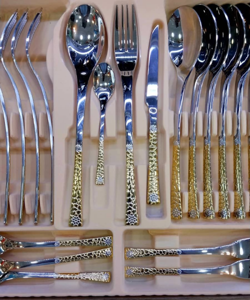  خریدسرویس قاشق،چنگال طلایی کد G2773 تک و عمده