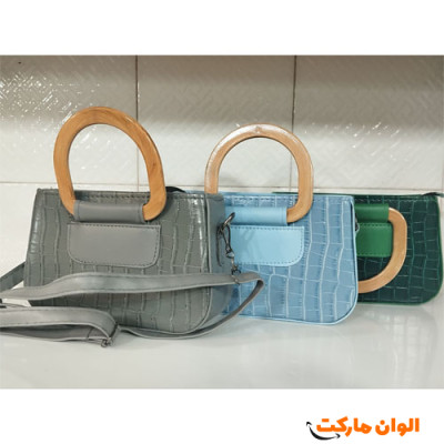 کیف زنانه چرم مدل با دسته های چوبی کدG2791