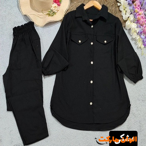 قیمت-تولیدی-مانتو-زنانه-دکمه-خور-دوجیب-نما-کد-h104