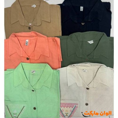 مانتو زنانه لنین گلدوزی  مدل پشت گلدوزی کد M896 تک و عمده