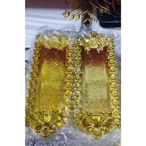 سینی شیرینی خوری طلایی کد M1004 تک و عمده