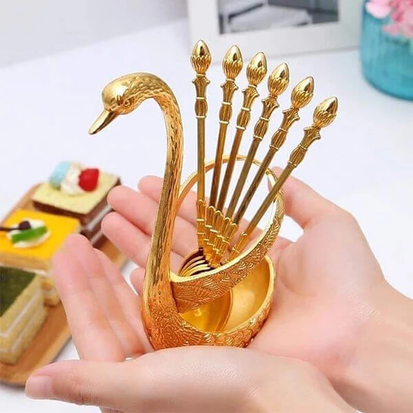 ست جا قاشقی قو همراه با قاشق چای کد L068