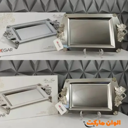 پخش سینی استیل تمام نقره مدل رزبرند نگار سایز بزرگ تک و عمده کد L070