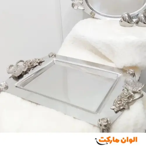 پخش سینی استیل تمام نقره مدل رزبرند نگار سایز بزرگ تک و عمده کد L070