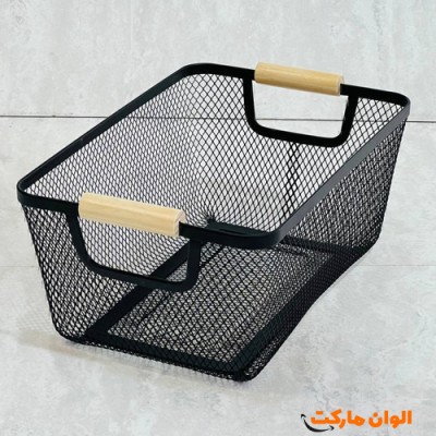 پخش سبد فلزی دو دسته چوب ایکیا سایز بزرگ عمده  کدG3309