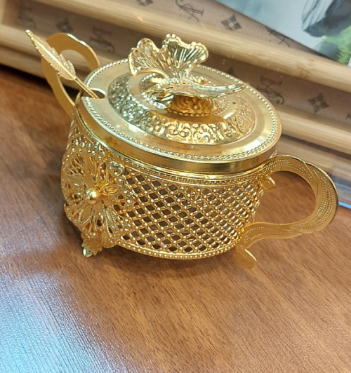 قندان فلزی طلایی رنگ ثابت  کد M1179 تک و عمده