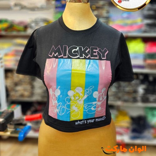 تولید-کراپ-زنانه-چاپ-زول-پارچه-اسپان-مدل-mickey-عمده-کدg3402