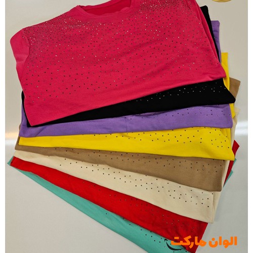 خرید-ست-تیشرت-شلوار-زنانه-گلکسی-قواره-بزرگ-نگینی-کد-g-3439