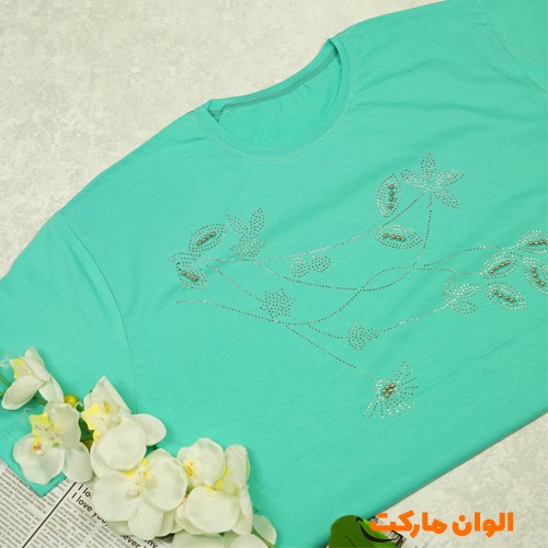 خرید-تیشرت-زنانه-نخ-پنبه-قواره-بزرگ-چاپی-کد-g3469