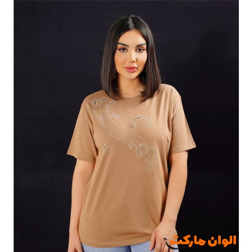 خرید-تیشرت-زنانه-نخ-پنبه-قواره-بزرگ-چاپی-کد-g3469