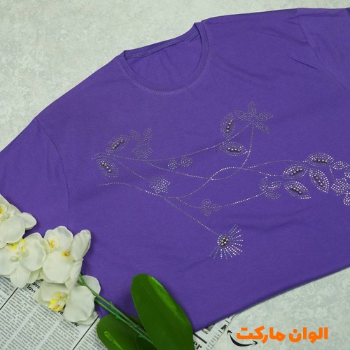 خرید-تیشرت-زنانه-نخ-پنبه-قواره-بزرگ-چاپی-کد-g3469