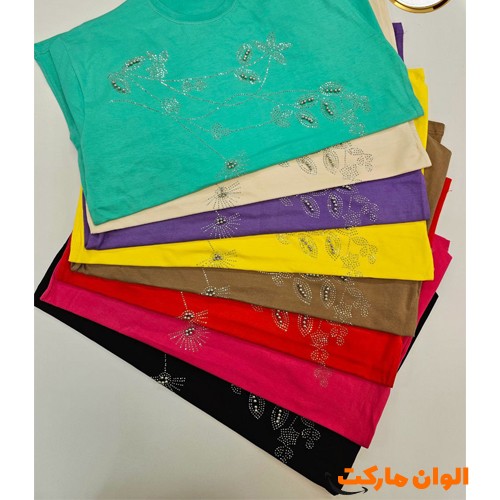 تولید-تیشرت-زنانه-نخ-پنبه-قواره-بزرگ-چاپی-عمده-کد-g3470