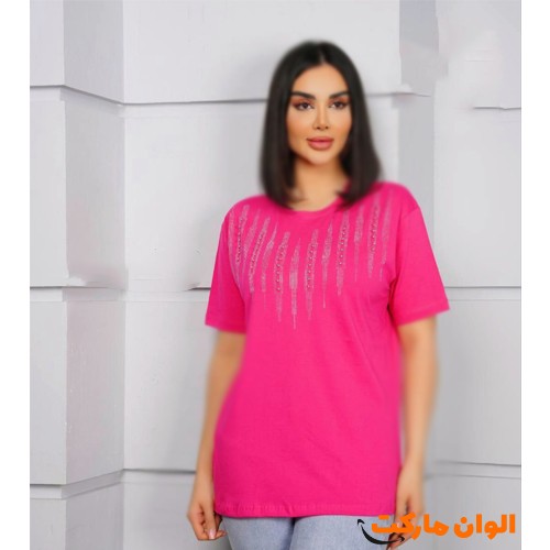 تولید-تیشرت-زنانه-نخ-پنبه-قواره-بزرگ-چاپی-عمده-کد-g3472