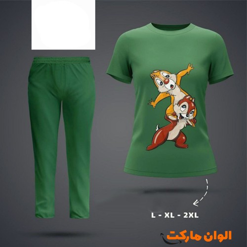 خرید-ست-تیشرت-شلوار-زنانه-پنبه-مدل-جیب-دار-چاپی-کد-g3377