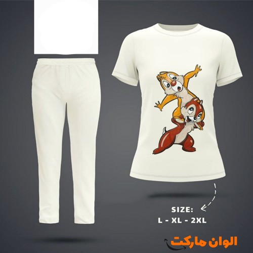 تولید-ست-تیشرت-شلوار-زنانه-پنبه-مدل-جیب-دار-چاپی-عمده-کد-g3378