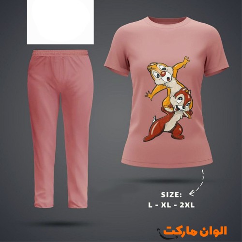 تولید-ست-تیشرت-شلوار-زنانه-پنبه-مدل-جیب-دار-چاپی-عمده-کد-g3378