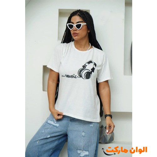خرید-تیشرت-زنانه-نخ-پنبه-طرح-هدفون-کد-g3383