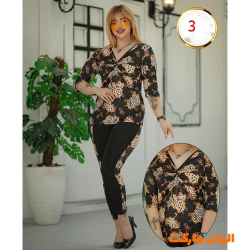 تولید-ست-بلوز-شلوار-زنانه-فلامنت-جلو-سینه-گره-ای-عمده-کد-g3394