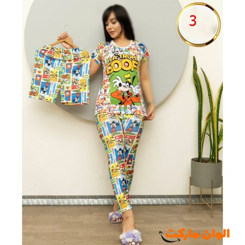 خرید-ست-سه-تیکه-تیشرت-شلوار-شورتک-زنانه-کد-g-3401