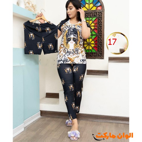 Women's set: t-shirt, pants, and shorts