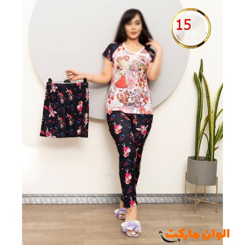 Women's set: t-shirt, pants, and shorts
