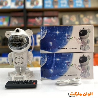 خرید چراغ خواب پروژکتوری اسپیکر‌دار کهکشانی مدل فضانورد ایستاده کد P099