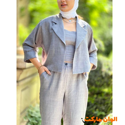 خرید-ست-سه-تیکه-کت-شلوار-زیره-زنانه-مدل-جدید-آبشاری-کد-g3565
