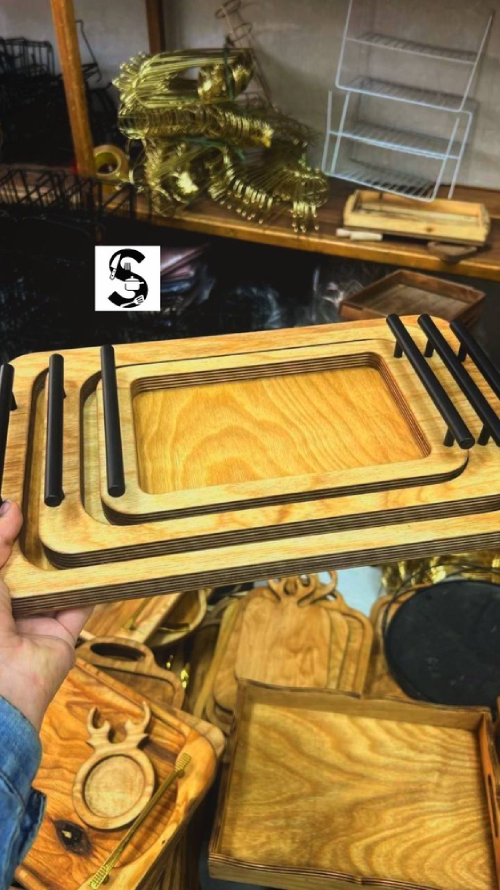 سینی سه عددی مستطیل دسته فلزی  کد G3653