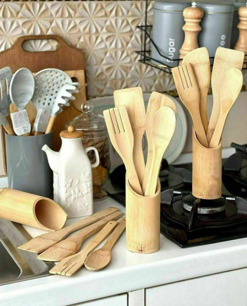 خرید ست کفگیر و ملاقه چوبی 5 پارچه کد P209