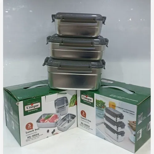 ظرف 3 تکه استیل مستطیل یونیک کدt466