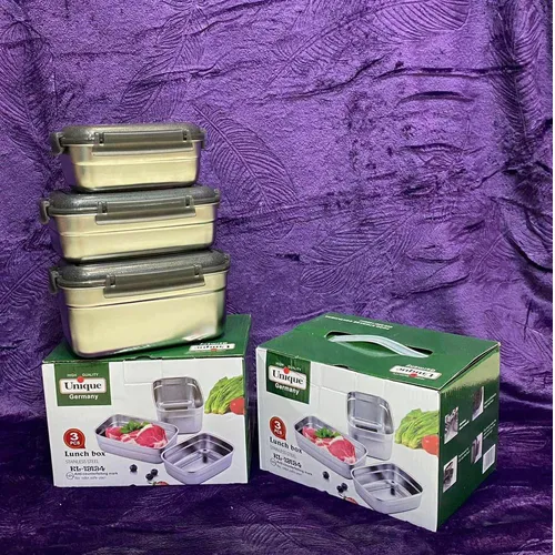 ظرف 3 تکه استیل مستطیل یونیک کدt466
