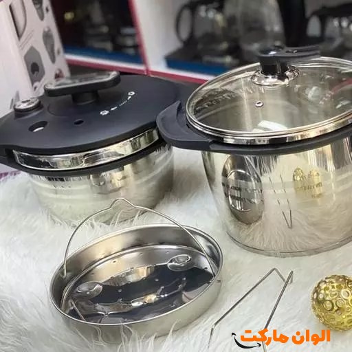 پخش زود پز دوقلو دسینی مدل تمام استیل 7 و 5 لیتری عمده کد G3980