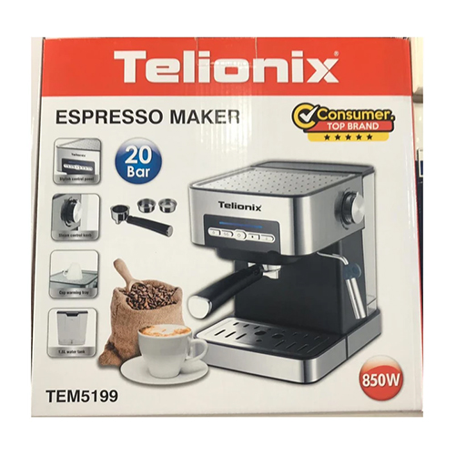 Telionix TEM‑5195 Espresso Maker | 20‑Bar Pressure & 1.6L Water Tank