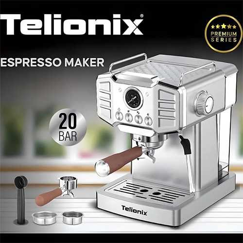Telionix TEM5158 Espresso Machine | 20‑Bar Italian Pump & Professional Design