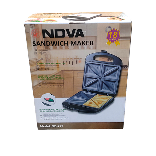 Nedva ND‑777 Snack Maker | 750W Non-Stick Sandwich Toaster