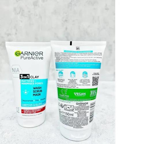 پخش ماسک سه کاره گارنیر مدل Pure Active ضد جوش و کنترل چربی حجم 150 میلی لیتر کدt563 عمده