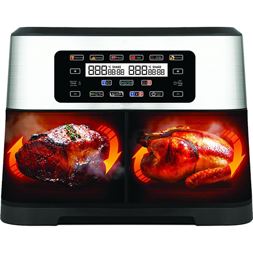 Mayer MR‑915 Twin Air Fryer | Dual 3L Baskets, 2200W, Low Oil