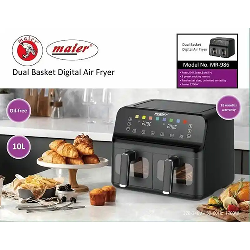 Mayer MR‑986 Air Fryer | 4 L, 1800W, Low‑Oil, Safe Design