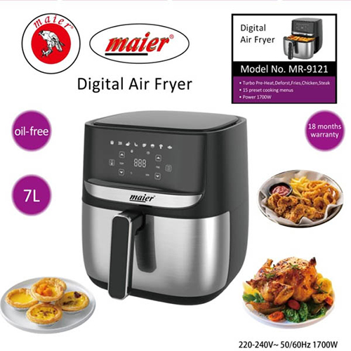 Mayer MR‑9121 Twin Air Fryer | Dual 2.5L Baskets, 2000W, Low-Oil
