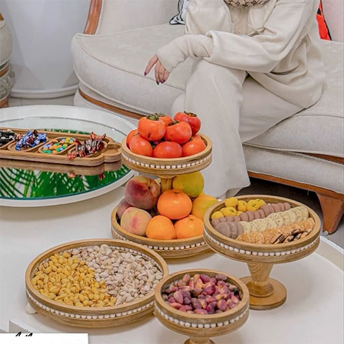 Wooden Beaded Serving Set 4 Pieces | Classic & Durable